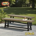 thumbnail image 1 of Tcbosik Outdoor Backless Benches Set of 2, Wood Bench for Deck, Garden, Patio, Backyard, Easy Assembly, Grey & Black, 1 of 10