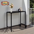 thumbnail image 1 of Tcbosik Outdoor Bar Table, 40 inch Patio Pub Table with 2 Wheels, Counter Height Table with Metal Frame for Patio, Backyard, Balcony, Hallway, Black, 1 of 9