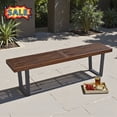 thumbnail image 1 of Tcbosik Outdoor Bench, 2-Person Garden Bench, Solid Wood Loveseat with Metal Legs for Porch, Park, Backyard, Easy Assembly, Brown & Black, 1 of 8