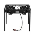 thumbnail image 2 of Cast Iron Double Burner Portable Camp Stove – Propane Gas LPG BBQ Cooker, Black 2 of 4