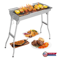 thumbnail image 1 of Tcbosik Outdoor Folding Barbecue Grill with Carbon Meshes and Anti-Scalding Handle, Silver, 1 of 11