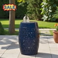 thumbnail image 1 of Tcbosik Outdoor Iron Side Table, Barrel Shape End Table, 12" Accent Table for Patio, Deck, Porch, Navy, 1 of 7