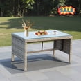 thumbnail image 1 of Tcbosik Outdoor Rattan Coffee Table with Tempered Glass, 31.1" Patio Table with Storage, 2-Tier Accent Table for Outside, Balcony, Deck, Porch, Grey, 1 of 7