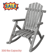 Tcbosik Outdoor Wood Rocking Chair, Accent Rocker for Balcony, Garden, Patio, Porch, 330 lbs Capacity, Light Gray