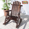 thumbnail image 1 of Tcbosik Outdoor Wooden Rocking Chair, Outside Patio Rocker, Comfy Lounge Chair for Porch, Balcony, Yard, Deck, Lawn, Brown, 1 of 11