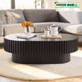 thumbnail image 1 of Tcbosik Oval Coffee Table, 43.7" Modern Cocktail Tea Table, Farmhouse Center Table for Living Room, Easy Assembly, Black, 1 of 7