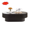 thumbnail image 1 of Tcbosik Oval Coffee Table, 43.7" Modern Cocktail Tea Table, Farmhouse Center Table for Living Room, Easy Assembly, Black, 1 of 8