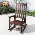 thumbnail image 1 of Tcbosik Oversized Rocking Chair for Outdoor, Wooden Rocker with High Back, Lounge Chair for Patio, Deck, Garden, Backyard, Brown, 1 of 8