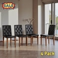 thumbnail image 1 of Tcbosik PU Leather Dining Chairs Set of 4, Upholstered Kitchen Armless Kitchen Chair with Button Tufted Back and Metal Legs for Living Room, Black & Walnut, 1 of 10