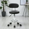 thumbnail image 1 of Tcbosik PU Leather Modern Rolling Stool with Low Back, Height Adjustable Work Salon Drafting Swivel Task Chair with Footrest (Black), 1 of 10