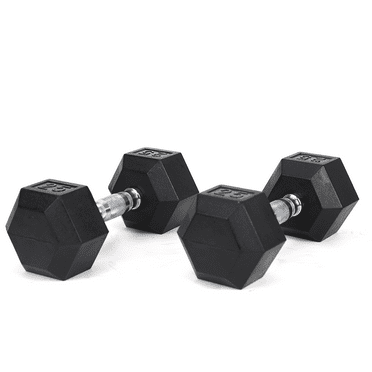 Tcbosik Pair of Hex Dumbbells, 25 LB Hand Weight for Strength Training, Home Gym Fitness and Full Body Workout, Black