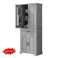 thumbnail image 1 of Tcbosik Pantry Storage Cabinet, 72" Tall Bathroom Cabinet with Adjustable Shelf, Freestanding Kitchen Cupboard with Drawer and Doors for Living Room, Grey, 1 of 10