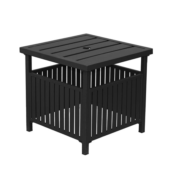 Tcbosik Patio Umbrella Side Table Stand Steel with 1.7" Hole Outdoor Coffee Bistro Deck Garden Pool, Black