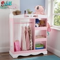 thumbnail image 1 of Tcbosik Pink Wardrobe Closet with Mirror, Small Cute Closet Organizer with Hanging Rod, Side Hooks and Storage Shelves, 33.5"L x 13.4"W x 43.9"H, 1 of 5