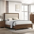 thumbnail image 1 of Tcbosik Platform Bed Full Size, Wood Bed Frame with Upholstered Headboard for Adults, Teens, Box Spring Needed, Brown, 1 of 5