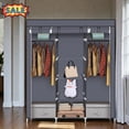 thumbnail image 1 of Tcbosik Portable Closet with Non-Woven Fabric Cover, 69"H Clothes Storage Organizer with Shelves and 2 Hanging Rods, Wardrobe for Bedroom, Space Saving, Gray, 1 of 6