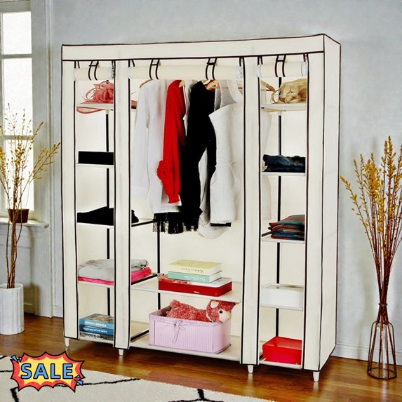 Free Standing Wardrobe Racks Tcbosik Portable Closet Rack, Clothing Organizer with Non-Woven Fabric ...