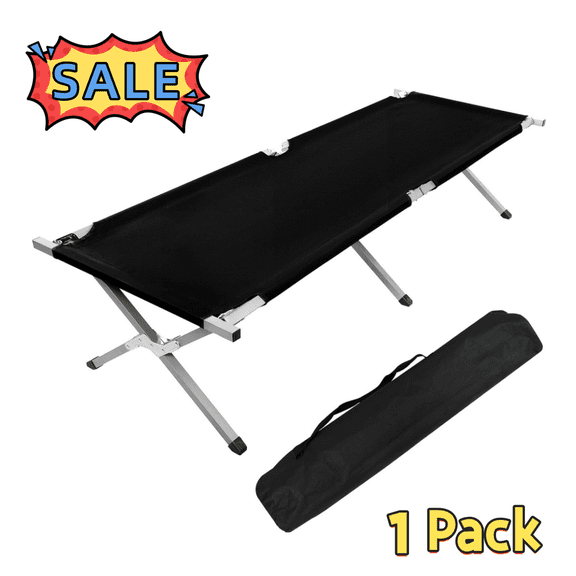 Tcbosik Portable Folding Cot for Sleeping with Carry Bag, Outdoor Camping Bed for Adults, Black