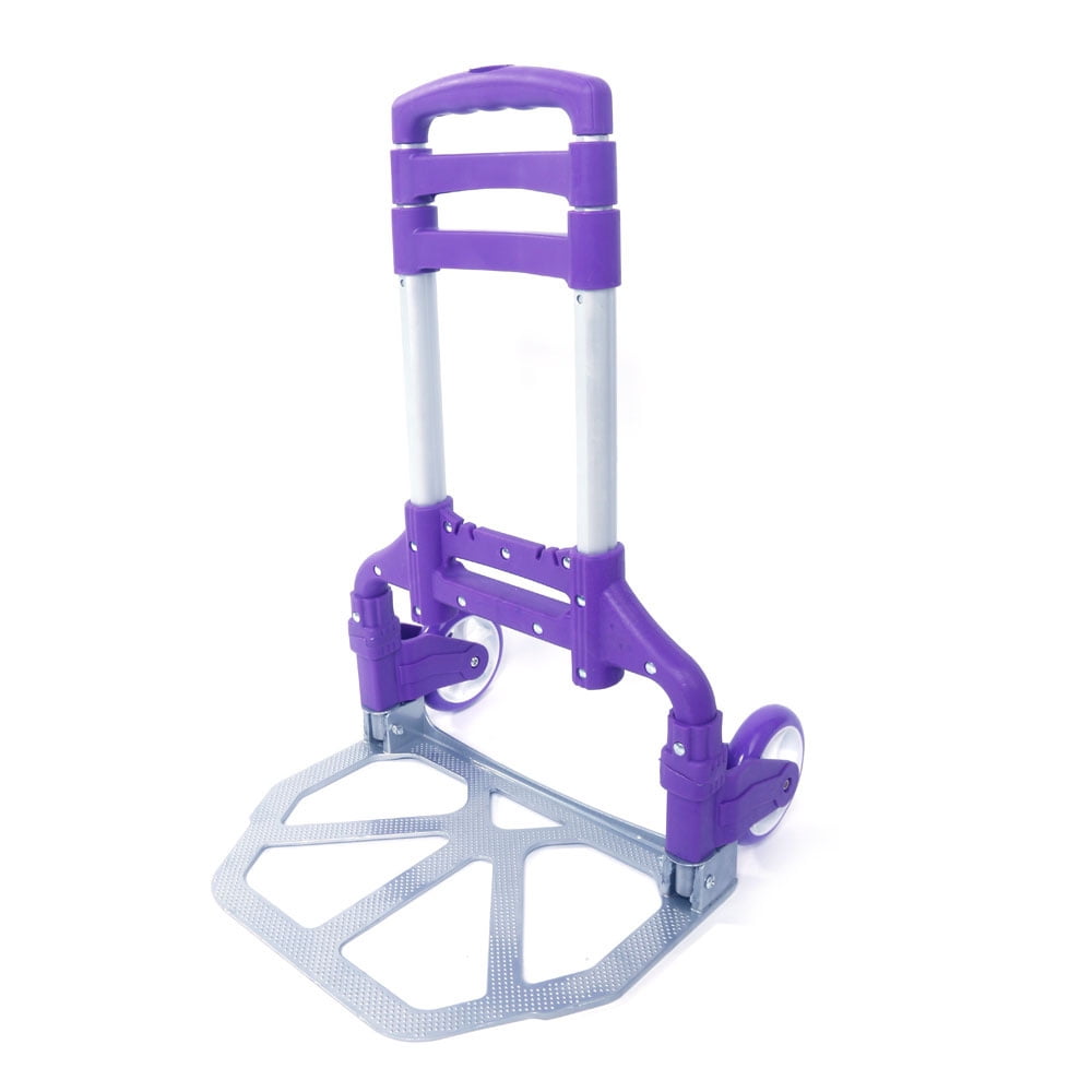 Tcbosik Portable Folding Hand Truck, Collapsible Aluminum Dolly for Travel, Moving and Office Use, 165lbs Capacity, Purple