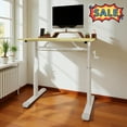 thumbnail image 1 of Tcbosik Portable Standing Desk, 23.6" - 35.4" Height Adjustable Computer Table with Crank Handle, 39.3" Home Office Desk, Wood Color, 1 of 8