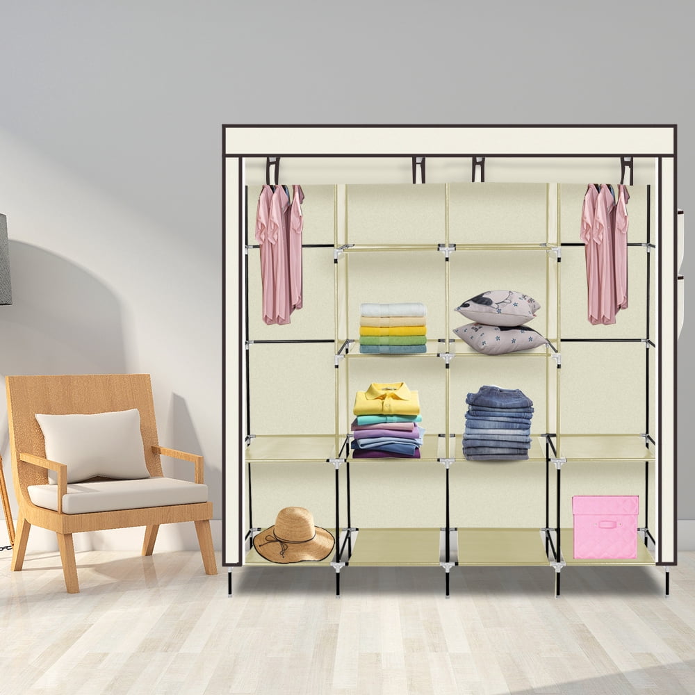 5-Layer 12 Grids Portable Closet Storage Organizer Wardrobe Clothes Rack Fabrics