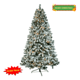 thumbnail image 1 of Tcbosik Pre-Lit Flocked Christmas Tree with 400 Lights and Remote Control, 7ft Artificial Xmas Tree with 1000 Branch Tips, Includes Stand, Snowy Green, 1 of 8