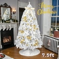 thumbnail image 1 of Tcbosik Prelit Artificial Christmas Tree with Remote Control and 400 LED Lights, 7.5ft Xmas Tree with 1600 Branch Tips, Tree Skirt and Ornaments, Indoor Holiday Decoration with Metal Stand, White, 1 of 10