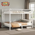 thumbnail image 1 of Tcbosik Queen Over Queen Size Metal Bunk Bed with Guardrail and Ladder, Bed Frame for Bedroom, Easy Assembly, No Box Spring Needed, White, 1 of 8