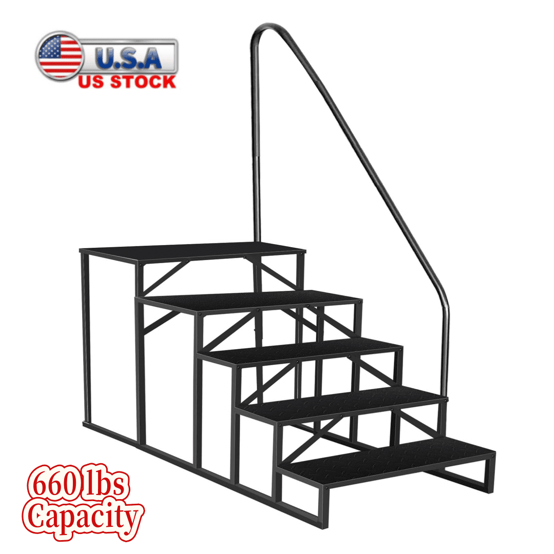Tcbosik 5 Steps RV Steps with Handrail, Outdoor Mobile Home Stairs with ...