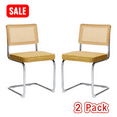 thumbnail image 1 of Tcbosik Rattan Dining Chairs Set of 2, Modern Upholstered Armless Chair with Metal Base, Velvet Accent Chair for Living Room, Easy Assembly, Gold, 1 of 11