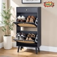 Tcbosik Rattan Shoe Cabinet, Shoe Organizer with Drawer and 2 Flip ...