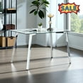 thumbnail image 1 of Tcbosik Rectangular Dining Table with Glass Top and Metal Legs, 51 inch Modern Kitchen Table for Home, White, 1 of 9