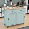 thumbnail image 1 of Tcbosik Rolling Kitchen Island with Drop-Leaf Top, Portable Kitchen Carts on Wheels with Drawers, Adjustable Shelf and Sliding Bar Doors, Spice Rack & Towel Bar, Mint Green, 1 of 10