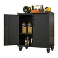 thumbnail image 1 of Tcbosik Rolling Storage Cabinet with Storage, Metal Tool Cabinet with Adjustable Shelf and 2 Doors, Lockable Storage Cabinet for Home Office Garage Basement, Black, 1 of 9