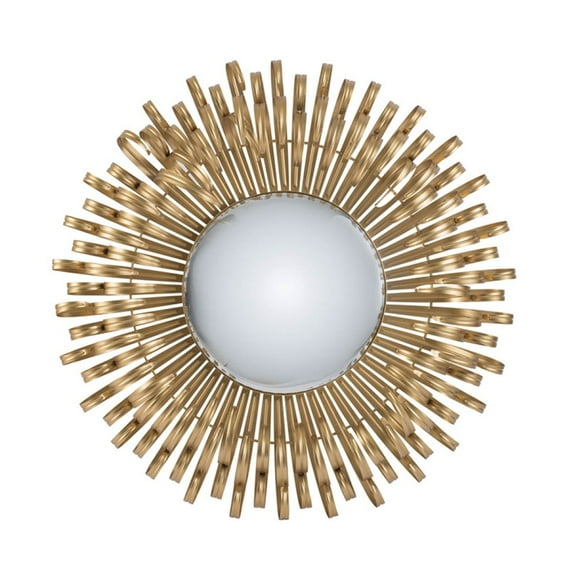 Tcbosik Round 27" Antique Gold Metal Sunburst Hanging Wall Mirror, Decorative Mirror for Living Room, Bedroom, Bathroom, Hallway, Entryway