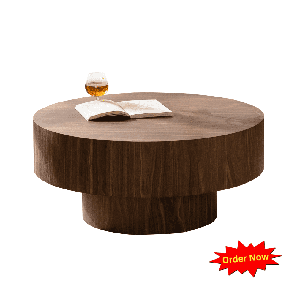 Tcbosik Round Coffee Table, 30.5 inch Cocktail Table, Rustic Center ...