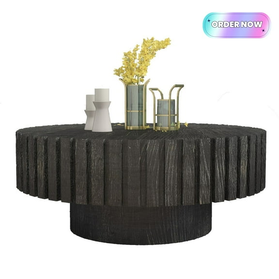 Tcbosik Round Coffee Table for Living Room, Contemporary Circle Tea Table, 31.4" Accent Cocktail Table for Small Space, Home Office, Black