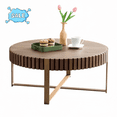 thumbnail image 1 of Tcbosik Round Coffee Table with Gold Metal Legs, 31.5" Modern Cocktail Table, Easy Assembly, Walnut, 1 of 9