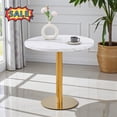 thumbnail image 1 of Tcbosik Round Dining Table with Faux Marble Top for 2-4 Person, 31.5 Inch Modern Kitchen Table with Metal Legs, Easy Assembly, White+Gold, 1 of 8