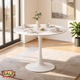 thumbnail image 1 of Tcbosik Round Dining Table with Metal Pedestal Base, 39.4" Modern Tulip Table for 4 Person, Bistro Table for Kitchen, Living Room, White, 1 of 8