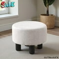 thumbnail image 1 of Tcbosik Round Ottoman, 300 lbs Capacity Upholstered Footstool with Soft Linen Fabric & Solid Pine Legs, Multi-Functional Seat for Living Room, Bedroom, Office, 12.5-Inch, Beige, 1 of 6