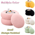 thumbnail image 1 of Tcbosik Round Storage Ottoman with Tray Lid, 15 inch Upholstered Teddy Velvet Footrest, Foot Stool for Small Space, Living Room, Bedroom, Entryway, Pink, 1 of 7