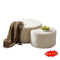 thumbnail image 1 of Tcbosik Round Upholstered Nesting Coffee Tables Set of 2, Corduroy Fabric Living Room Table, Modern Circle Cocktail Table, Small Side Table, Multi-Function Ottoman for Bedroom, Living Room, Beige, 1 of 10