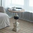 thumbnail image 1 of Tcbosik Rustic Farmhouse End Table, Wooden Round Side Table, French Country Pedestal Accent Side Table, Vintage Small Coffee Table for Living Room Bedroom Bedside Table (Black+White), 1 of 7