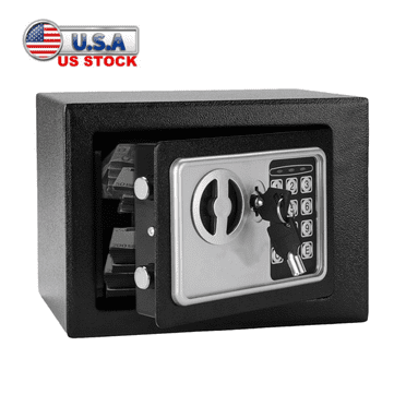 Tcbosik Electronic Security Safe Box with Key for Home Office, Mini Safety Box for Jewelry Cash Gun Storage, Black
