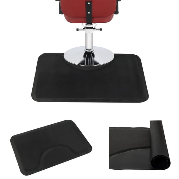 Tcbosik Salon Mats for Hair Stylist, 3' x 4.5' Barber Shop Floor Chair Mat, Stylist Station Anti Fatigue Salon Mats, 1/2" Thick Salon Standing Mat, Black