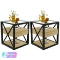 thumbnail image 1 of Tcbosik Set of 2 Modern End Tables with Storage, Modern Side Table with Drawer and Shelf, Nightstand with Glass Top for Small Space, Home Office, Easy Assembly, Natural, 1 of 9