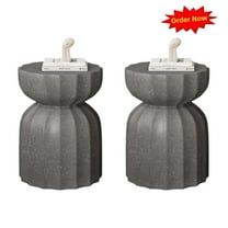 Tcbosik Set of 2 Cement Side Tables for Indoor & Outdoor, 13" Round End Table, Night Stand for Bedroom, Living Room, Grey