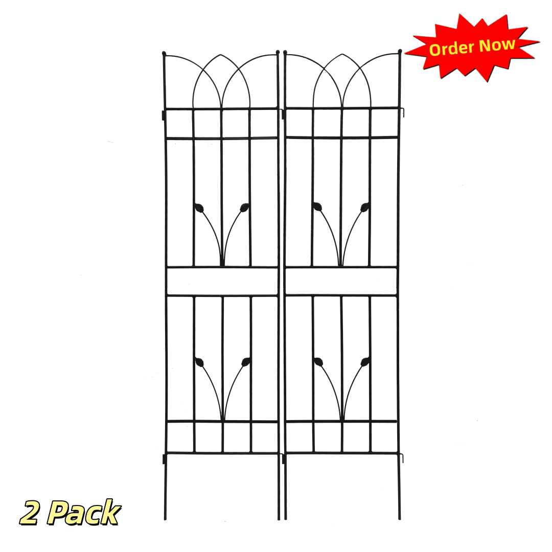 Tcbosik Set of 2 Metal Garden Trellis for Climbing Plants, Decorative Vegetables Flowers Vine Trellis for Outdoor Patio Backyard, Black