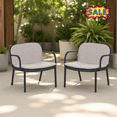 thumbnail image 1 of Tcbosik Set of 2 Modern Chairs with Cushion, Outdoor Club Chair, Accent Armchair for Patio, Garden, Backyard, Beige & Black, 1 of 11